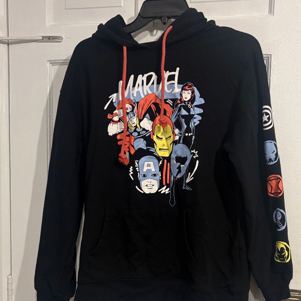 Marvel Black Hoodie Sweat Shirt with Superhero Design